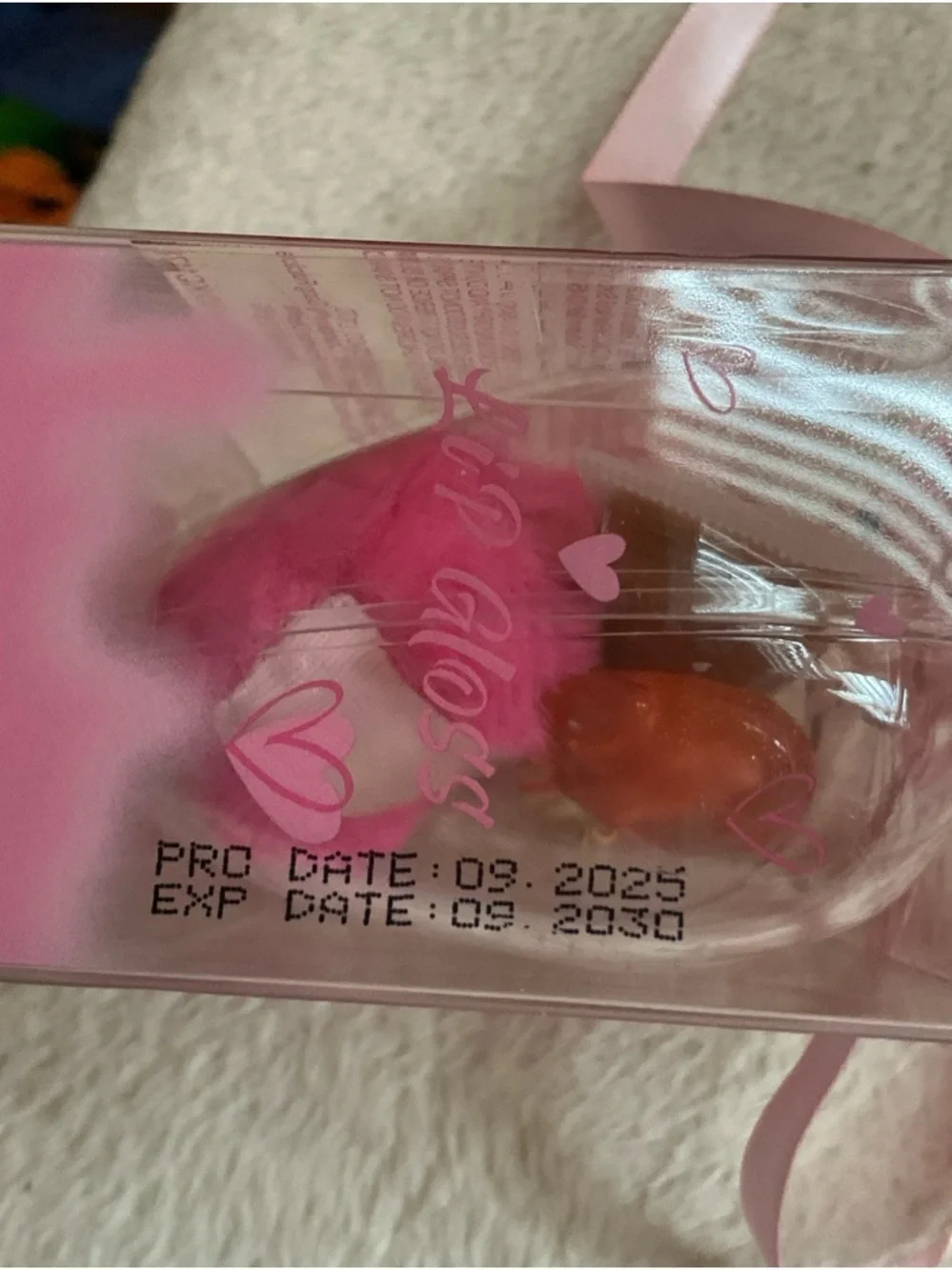 Pink Plush Lip Gloss Keychain